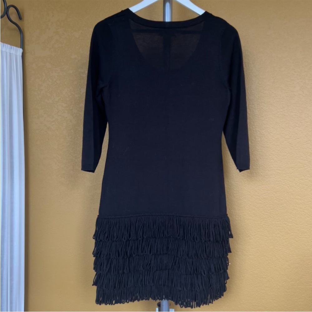 CALVIN KLEIN Fringe Hem Black Sweater Dress - Picture 8 of 10